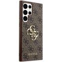 Original GUESS Front Panel Case GUHCS24L4GMGBR for Samsung S24 Ultra (Leather 4G Metal Logo/Brown)