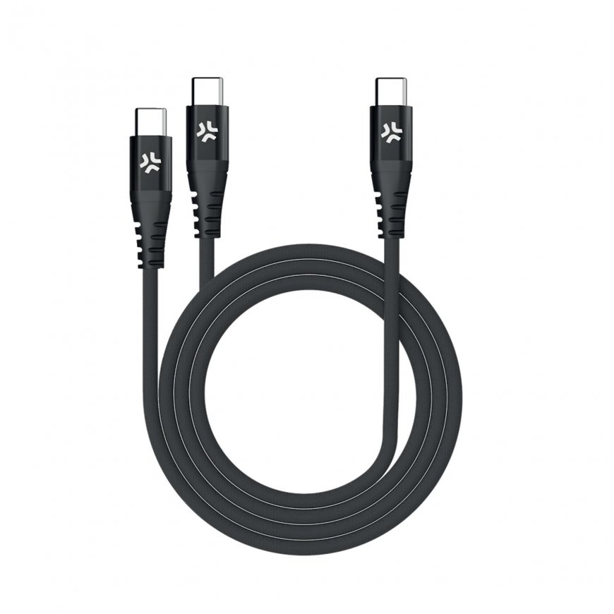 Celly USB-C - 2x USB-C cable 100W PD 1.3m Black