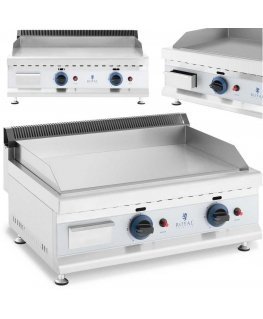 Royal Catering Dvigubas lygus reguliuojamas nerūdijančio plieno dujinis grilis gamtinėms dujoms 2x 3,1 kW 0,02 baro 60 x 40 cm