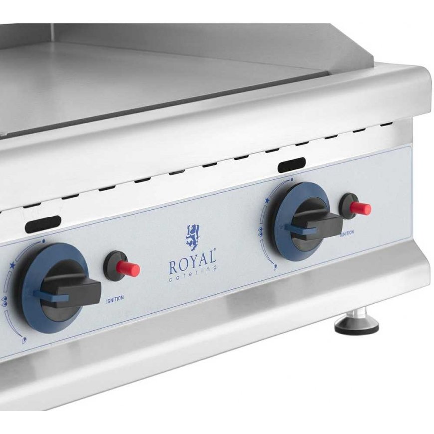 Royal Catering Dvigubas lygus reguliuojamas nerūdijančio plieno dujinis grilis gamtinėms dujoms 2x 3,1 kW 0,02 baro 60 x 40 cm – 4