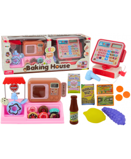 Lean Toys Set Donut Shop Confectionery Cash Register Microwave