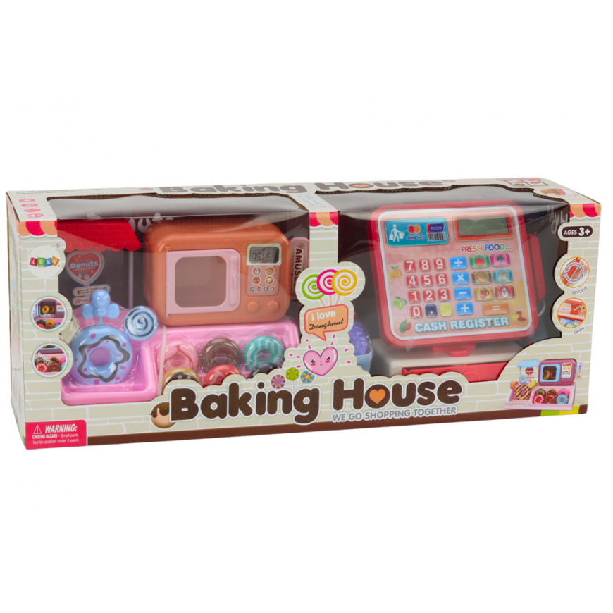 Lean Toys Set Donut Shop Confectionery Cash Register Microwave – 5