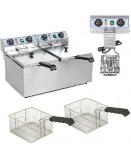 Royal Catering Two-chamber electric fryer TIMER 2x8.5L