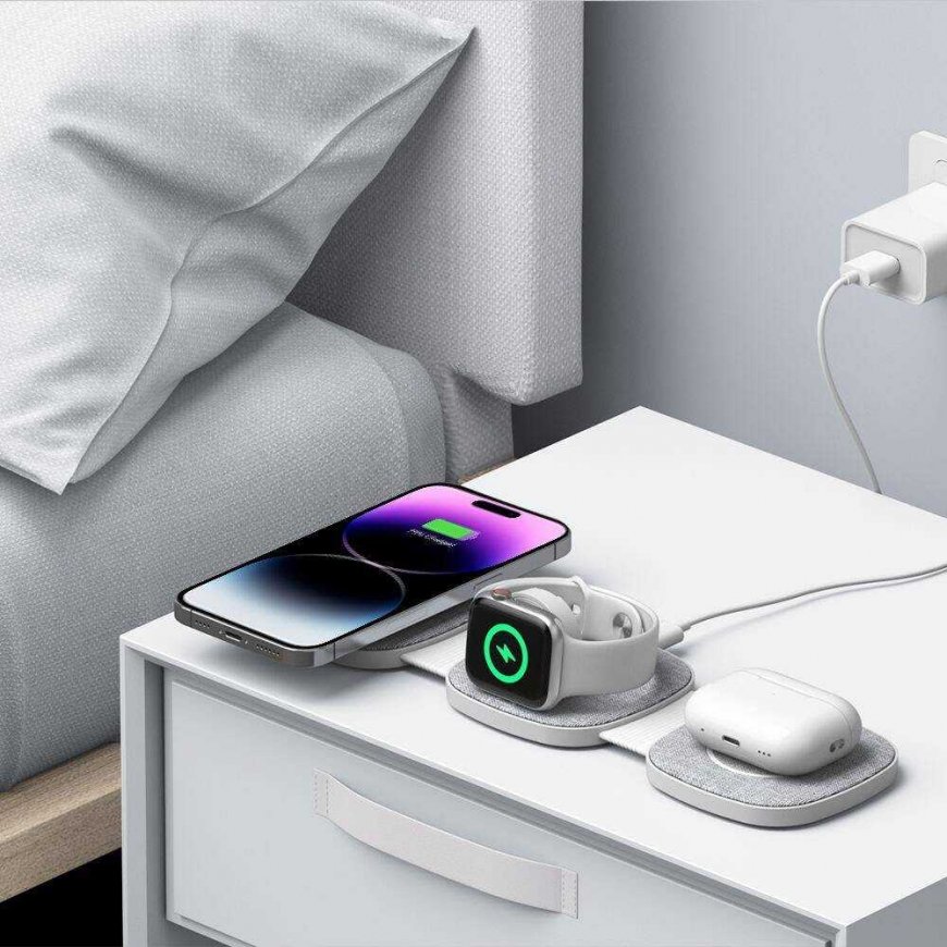 Case Tech-Protect wireless charger A32 3in1 Magnetic MagSafe QI15W, gray – 3