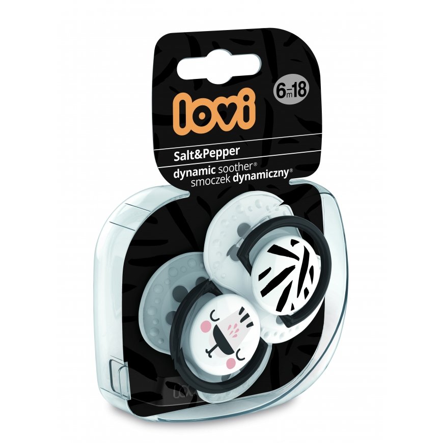LOVI silicone dynamic pacifiers SALT&PEPPER, 6-18