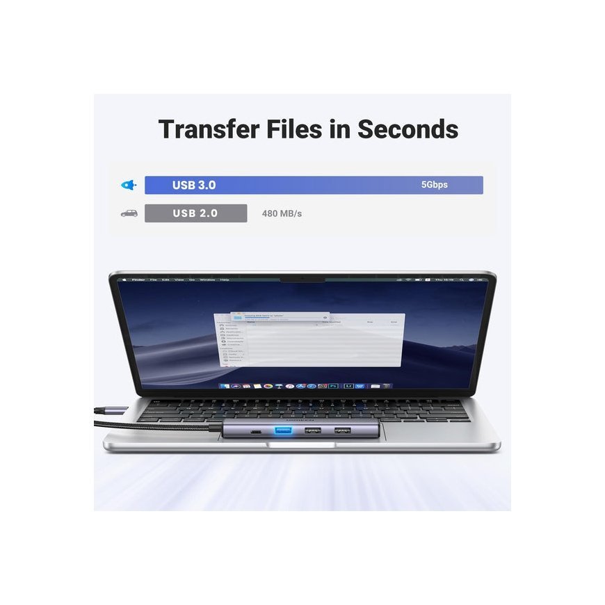 Ugreen 15495 knyginių kompiuterių dokas / jungčių replikatorius Vielinis USB 3.2 Gen 1 (3.1 Gen 1) T – 4