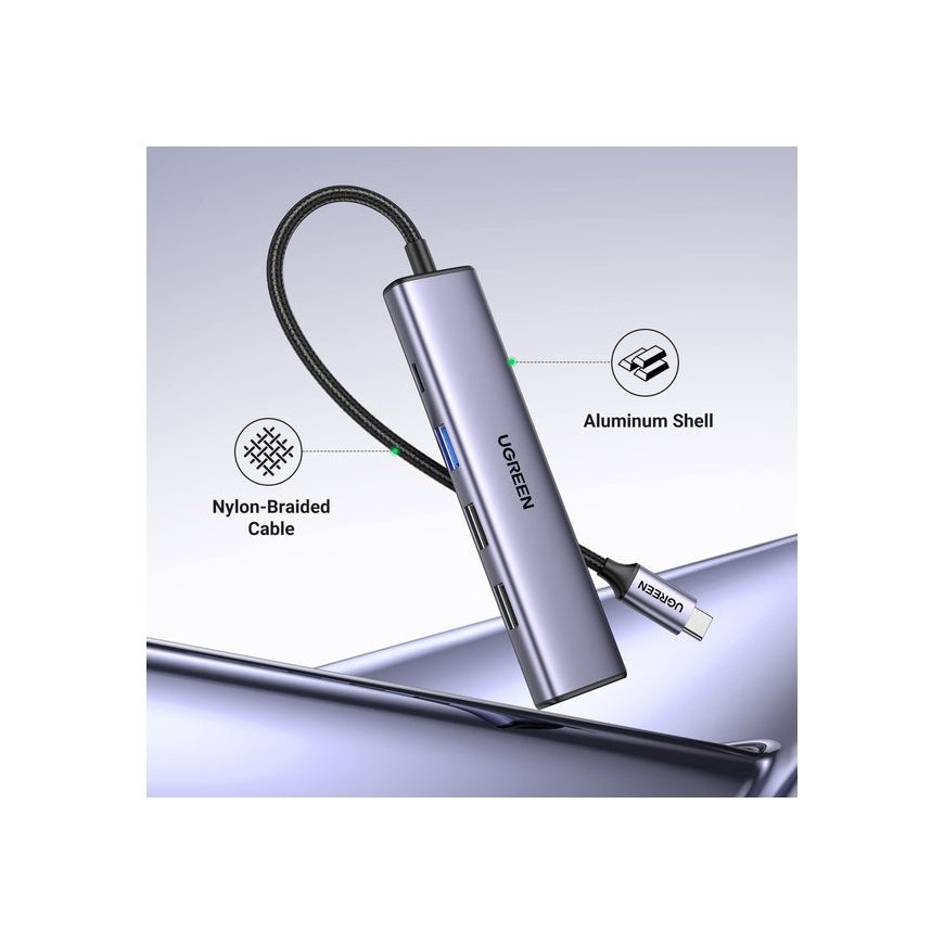 Ugreen 15495 knyginių kompiuterių dokas / jungčių replikatorius Vielinis USB 3.2 Gen 1 (3.1 Gen 1) T – 5