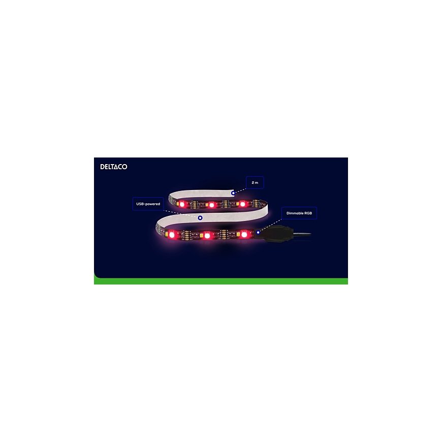 Deltaco SH-LS2MUSB strip light Universal strip light LED 2000 mm – 2