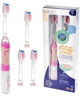 SEAGO children's sonic toothbrush, pink, 1xAAA 1.5V (not included), 3 tips, SG-977 Pink