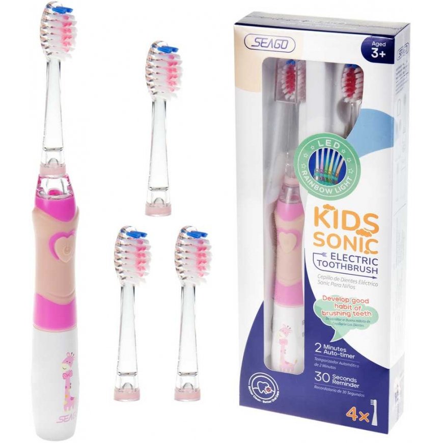 SEAGO children`s sonic toothbrush, pink, 1xAAA
