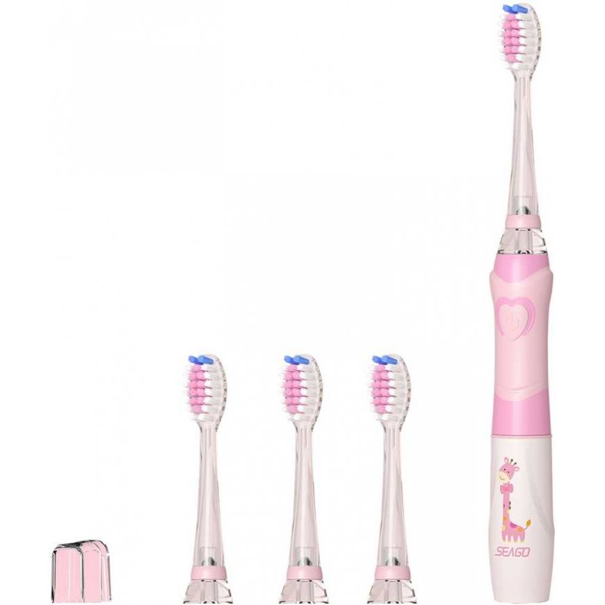 SEAGO children's sonic dantų šepetėlis, pink, 1xAAA 1.5V (not įeina), 3 tips, SG-977 Rožinė – 5