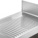 Royal Catering Double bowl basin sink with drainer, shelf and rim, 140 x 70 x 97 cm Royal Catering Double bowl basin sink with drainer, shelf and rim, 140 x 70 x 97 cm