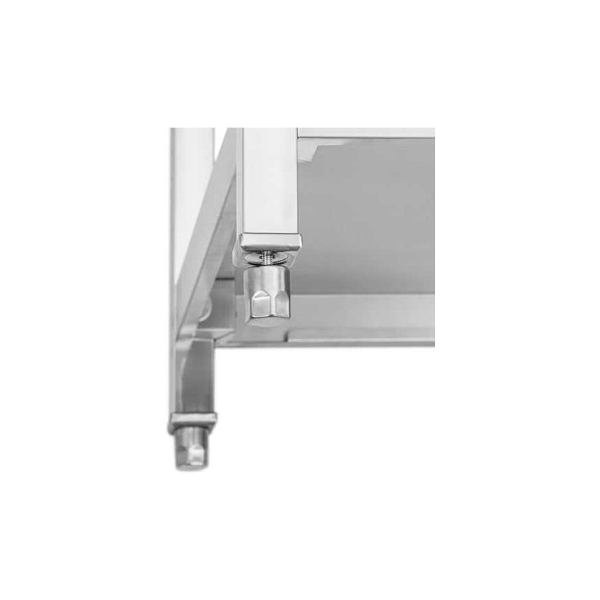 Royal Catering Double bowl basin sink with drainer, shelf and rim, 140 x 70 x 97 cm – 5
