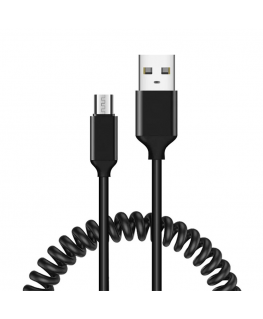 Cable coiled - USB to Micro USB - 2A 1 metre black