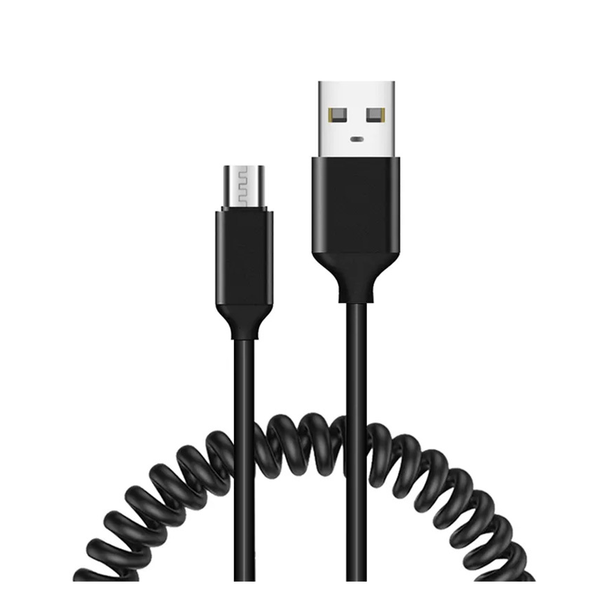 Cable coiled - USB to Micro USB - 2A 1 metre black