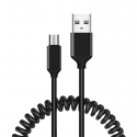 Cable coiled - USB to Micro USB - 2A 1 metre black Cable coiled - USB to Micro USB - 2A 1 metre black