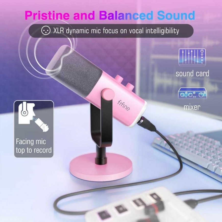FIFINE AmpliGame AM8P Wired Microphone with RGB Lighting|USB/XLR – 2