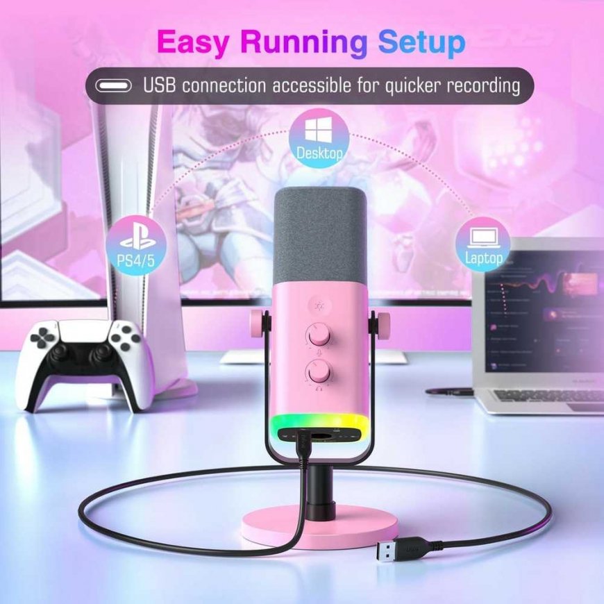 FIFINE AmpliGame AM8P Wired Microphone with RGB Lighting|USB/XLR – 3