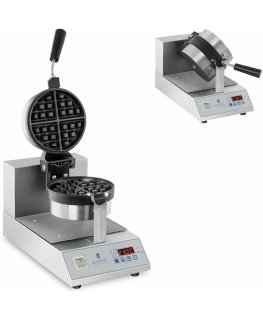 Royal Catering The rotary waffle maker is designed for waffles with round quarters. 18cm 1300W RCWM-1300-RE