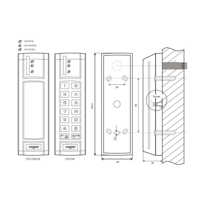 ROGER PROXIMITY READER PRT12EM-BK-G – 2