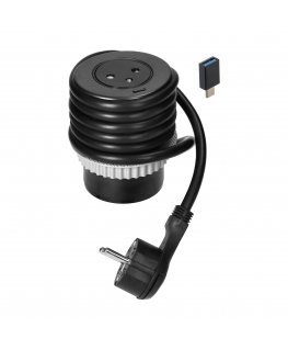 Orno 2P+Z recessed tabletop socket with EasyEject system, USB 3.0, 1.5 m + USB adapter