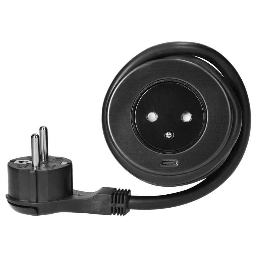 Orno 2P+Z recessed tabletop socket with EasyEject system, USB 3.0, 1.5 m + USB adapter – 3