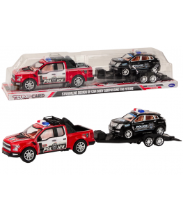 Lean Toys Police Pickup Truck With Tow Truck Semi-Trailer Off-Road Car Police Set