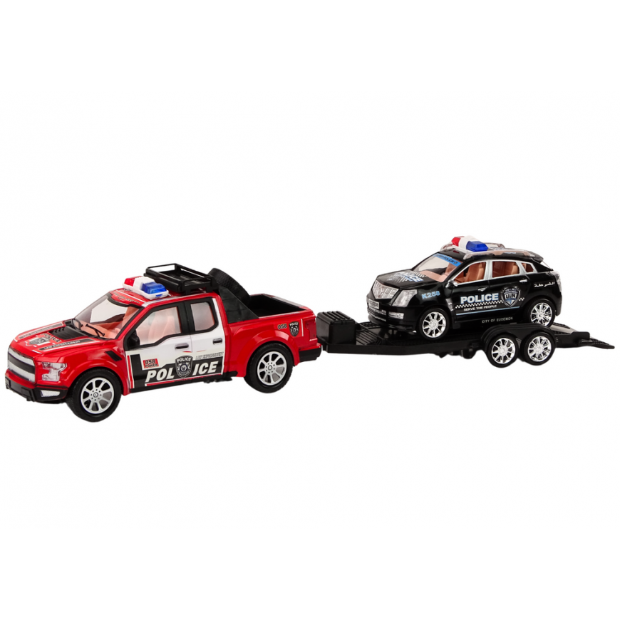 Lean Toys Police Pickup Truck With Tow Truck Semi-Trailer Off-Road Car Police Set – 2