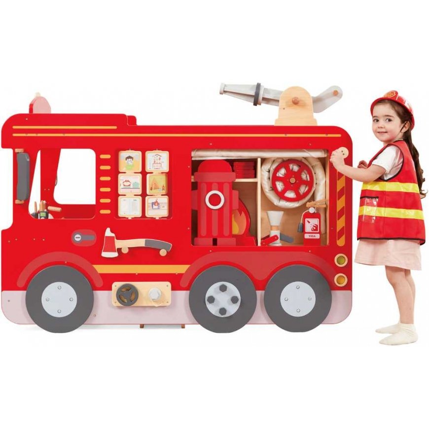 Viga Toys VIGA Large wooden fire engine Montessori playground