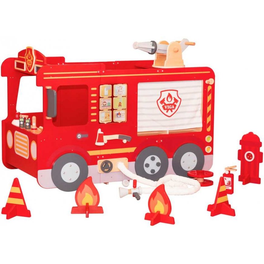 Viga Toys VIGA Large wooden fire engine Montessori playground – 2