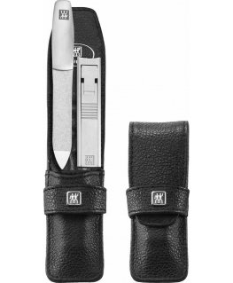 Rinkinys kelioninis Zwilling Twinox – skórzane etui, 2 elementy - Juoda