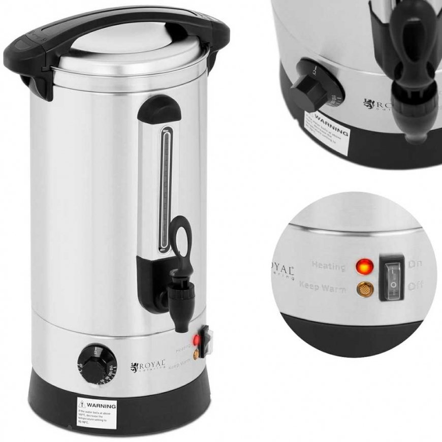 Royal Catering Warnik podgrzewacz do wody grzańca důwzne ścianki steel 8.7L 1500 W