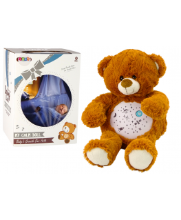 Lean Toys Teddy Bear Sleeping Lights Sounds Night and Day Mode Brown