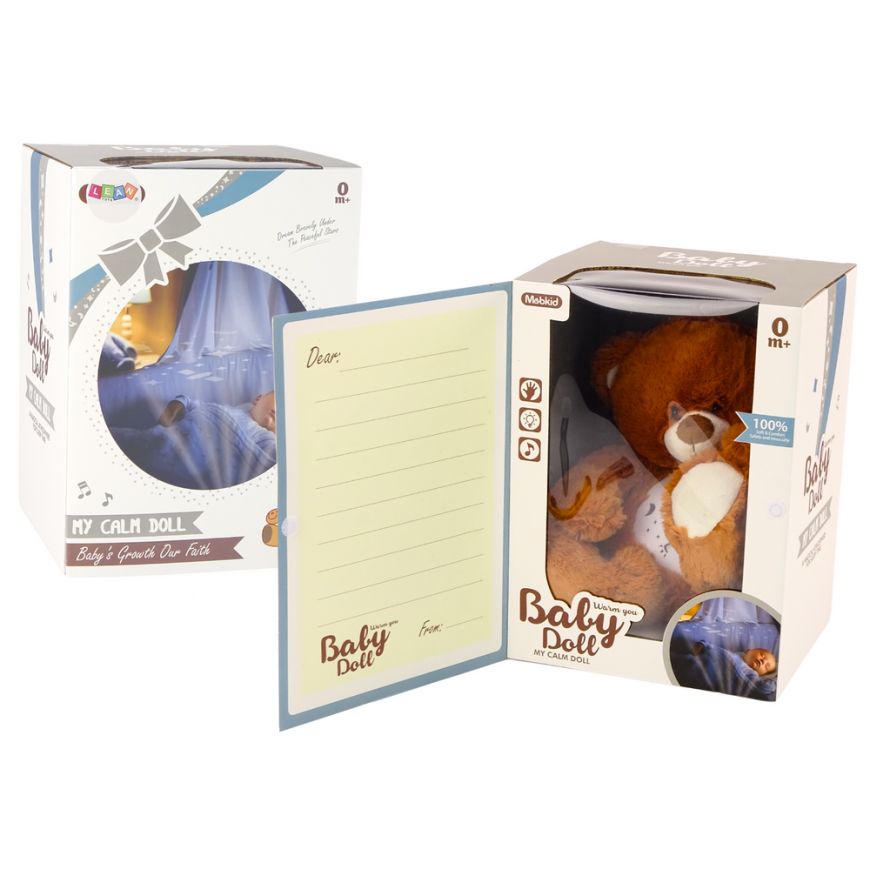 Lean Toys Teddy Bear Sleeping Lights Sounds Night and Day Mode Brown – 3