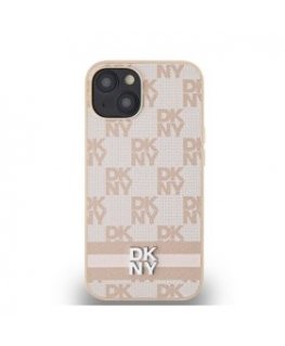 DKNY PU Leather Repeat Pattern Tonal Stripe Case for iPhone 14 P