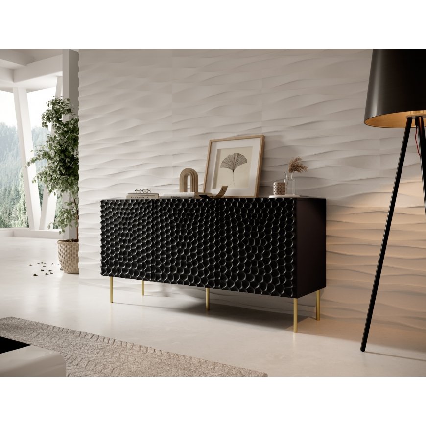 Cama Skrynia HOLE 152x42,5x74,5 cm matinės juodos spalvos – 3