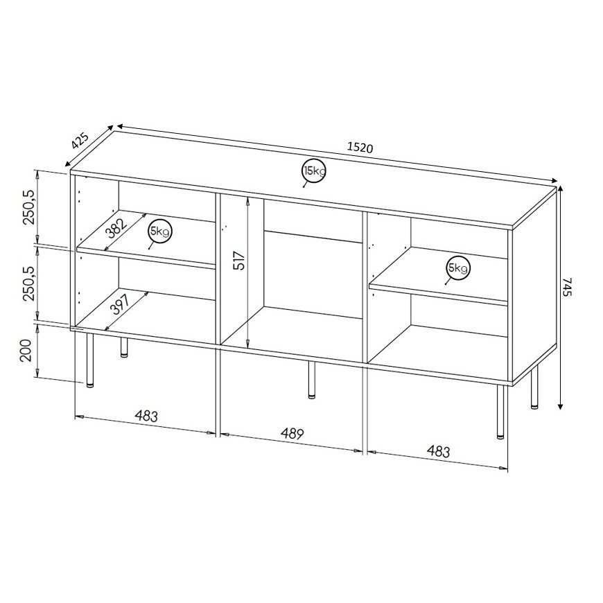 Cama Skrynia HOLE 152x42,5x74,5 cm matinės juodos spalvos – 4