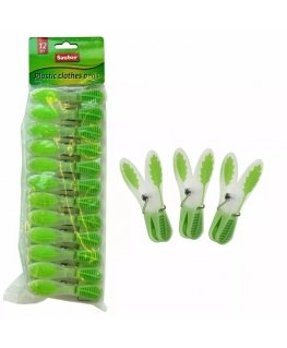 Plastic laundry hooks 12pcs green