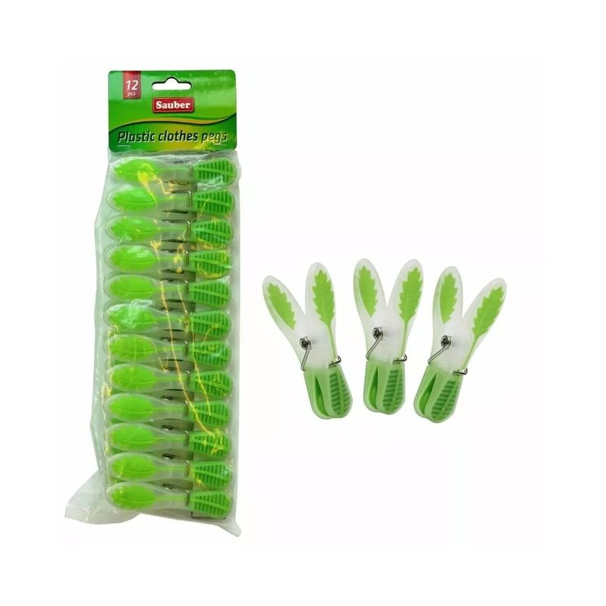 Plastic laundry hooks 12pcs green