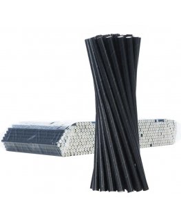 Gsg24 BIO ekologiški popieriniai šiaudeliai PAPER STRAWS 6/205mm - juodi 500 vnt.