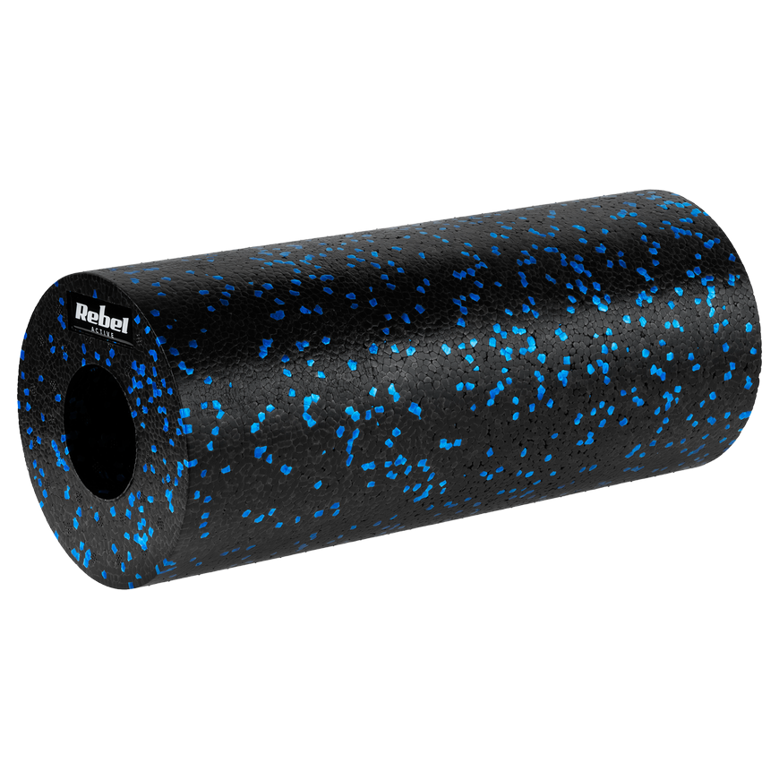 Volelis do masażu, roller piankowy gładki 14x33cm, spalva juoda-mėlyna, materiał EPP, REBEL ACTIVE – 2