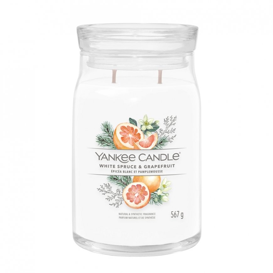 Yankee Candle White Spruce & Grapefruit vaska svece Cilindrs Balts 1 pcs