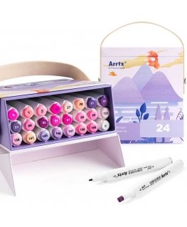 Dvipusiai markeriai - flomasteriai ARRTX Alp, 24 spalvų, violetinio tono