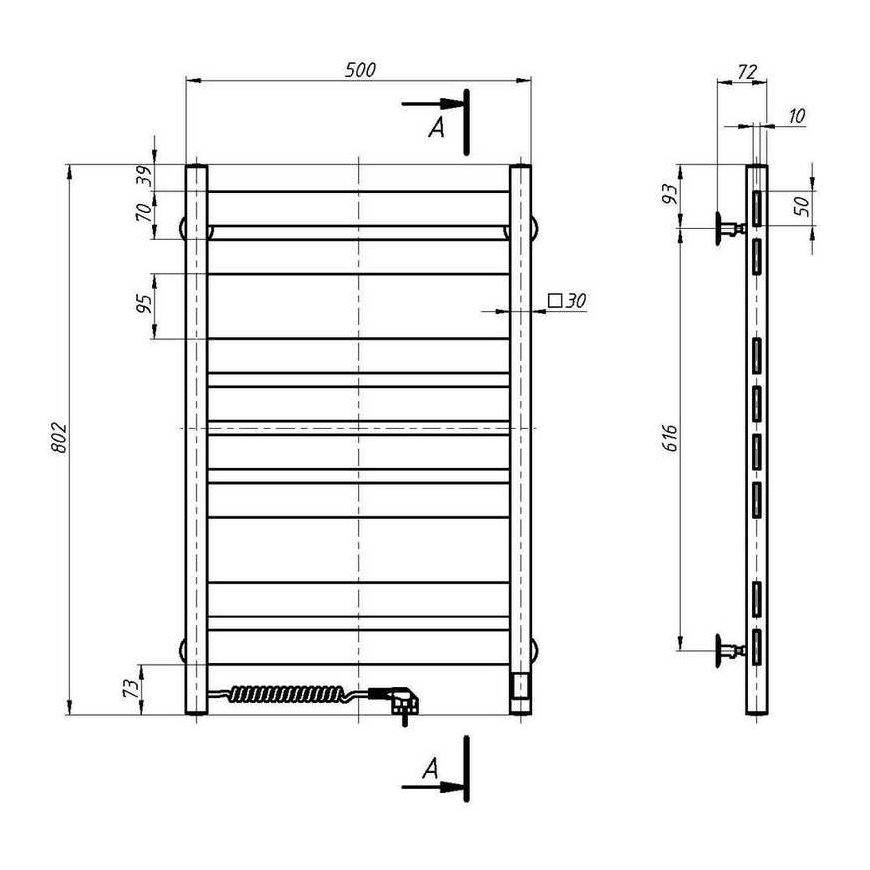 Electric towel dryer Navin Largo 500*800 Sensor left 10-044153-5080 – 3