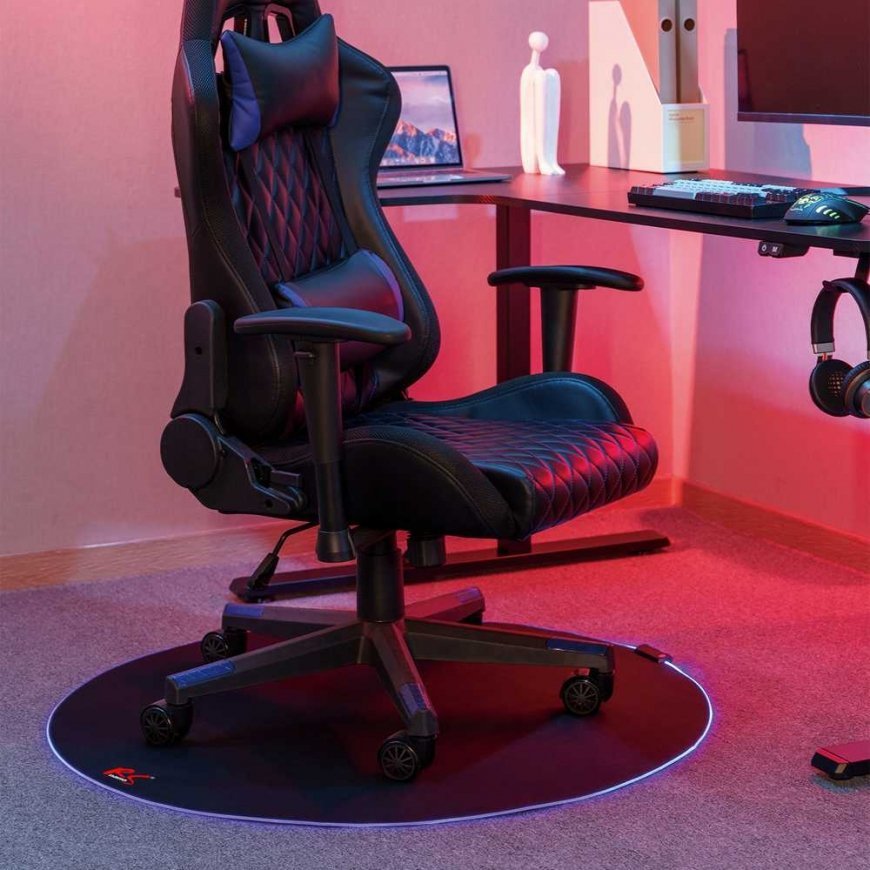 NanoRS RS171 Gaming Seat Mat with RGB Backlight, Under Chair Floor Mat, Diameter 100cm, Black – 4