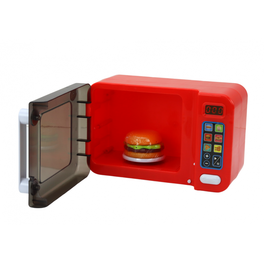 Lean Toys Microwave Oven Toy Microwave Raudona Accessories – 2