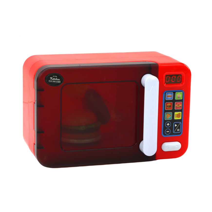 Lean Toys Microwave Oven Toy Microwave Red Accessories – 3