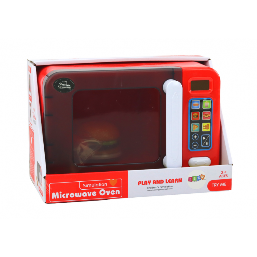 Lean Toys Microwave Oven Toy Microwave Red Accessories – 4