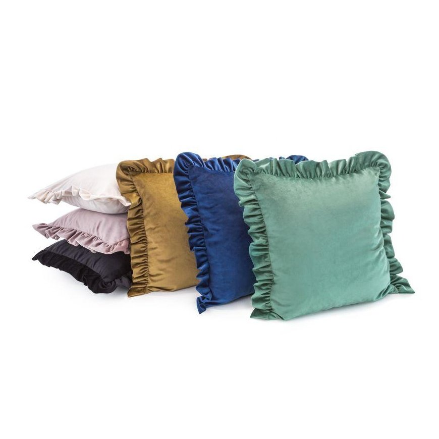 Eurofirany VELVET / 25 Velvet pillowcase, decorated with ruffles, 45 X 45 cm, color: silver – 3