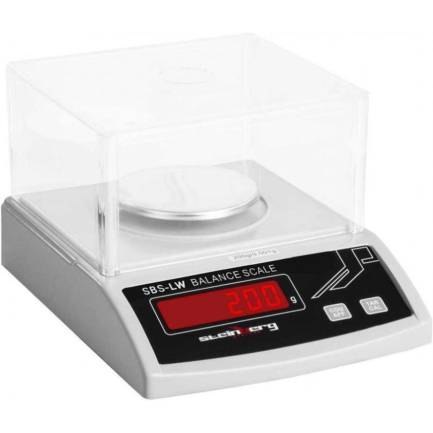 Virtuvinės svarstyklės Steinberg Systems Tikslios laboratorinės svarstyklės su stikliniu dangteliu ir LED ekranu 200g / 0,001g